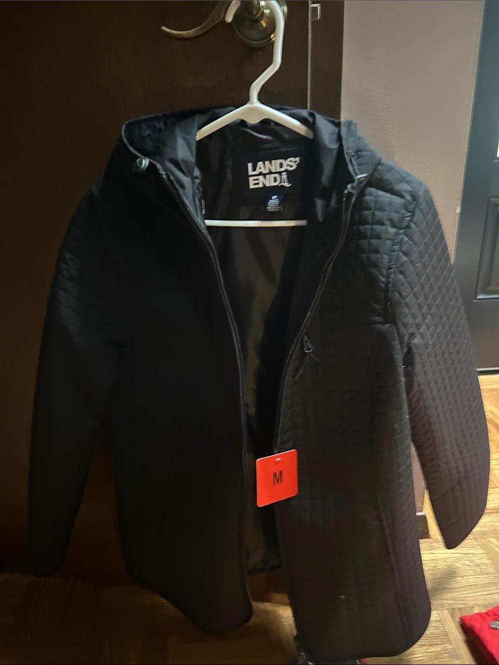 Lands' End women’s  Quilted Hooded Lightweight Jacket in Black